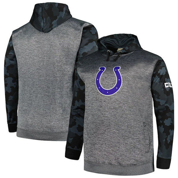 Men's Indianapolis Colts Heather Charcoal Big & Tall Camo Pullover Hoodie